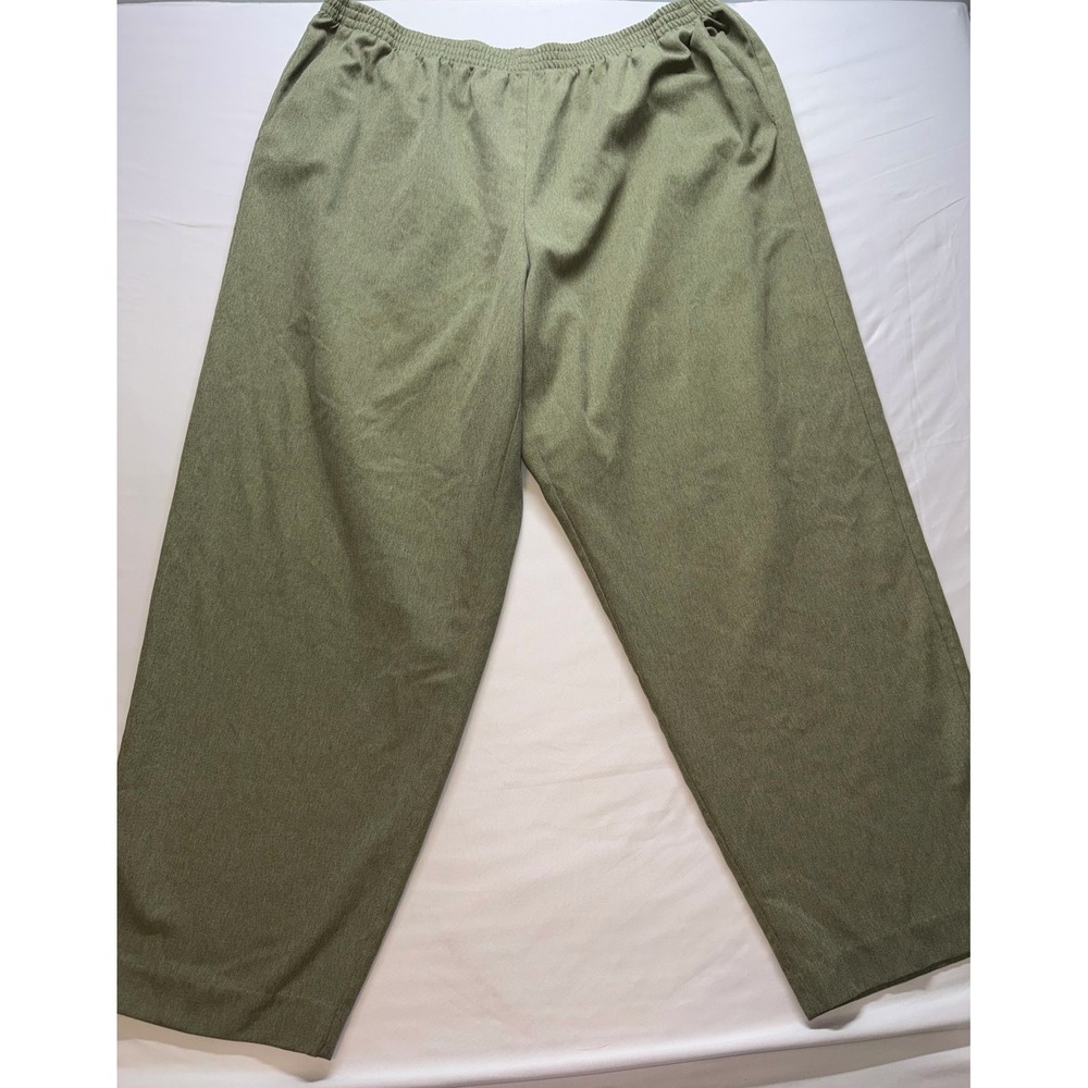 Alfred‎ Dunner Pull On Pants Women 22W Green Elastic Waist Polyester Casual